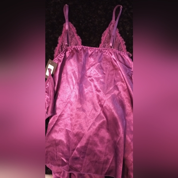 Frederick's of Hollywood M Purple Magic Astrid Satin Eyelash Babydoll 2piece set - Picture 7 of 12
